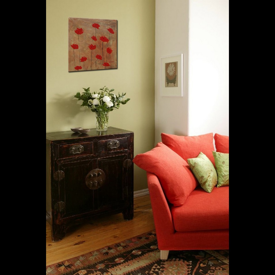 Painting titled 'Red Poppies on Earth' by Monica Fallini