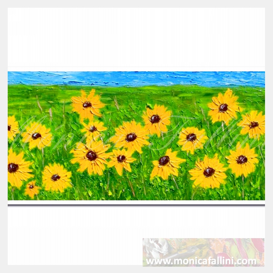 Painting titled 'Sunflowers' field' by Monica Fallini