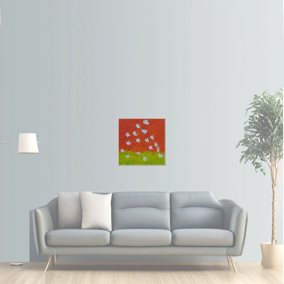 Painting titled 'Sunset Poppies' by Monica Fallini