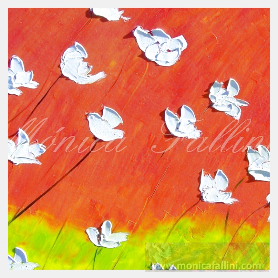 Painting titled 'Sunset Poppies' by Monica Fallini