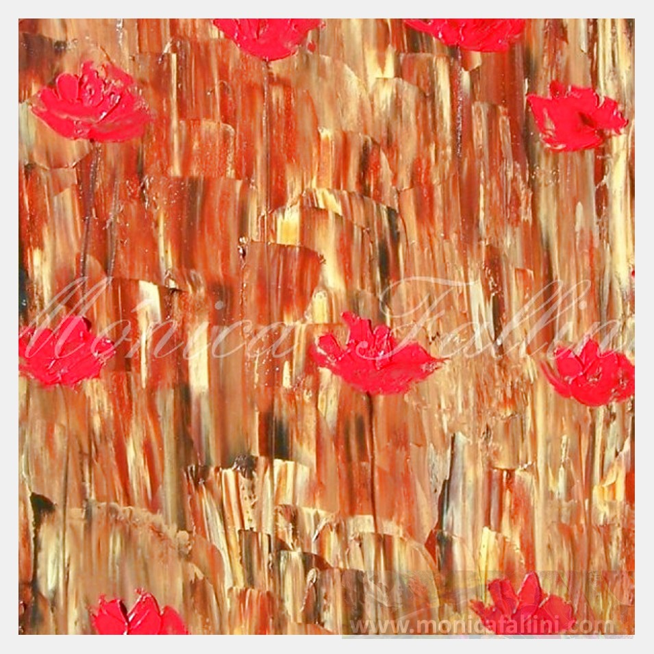 Painting titled 'Red Poppies' Nostalgia' by Monica Fallini
