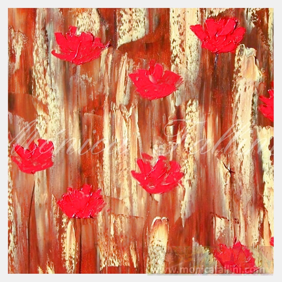Painting titled 'Red Poppies' Nostalgia' by Monica Fallini