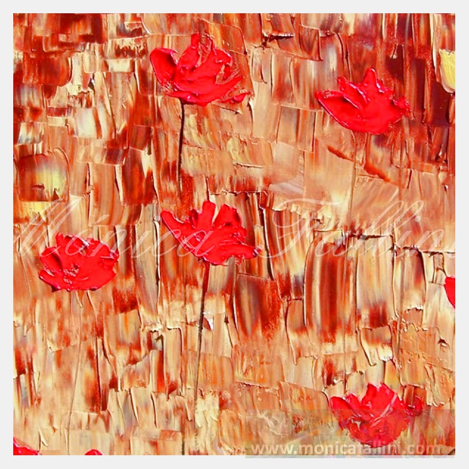 Painting titled 'Red Poppies' Nostalgia ' by Monica Fallini