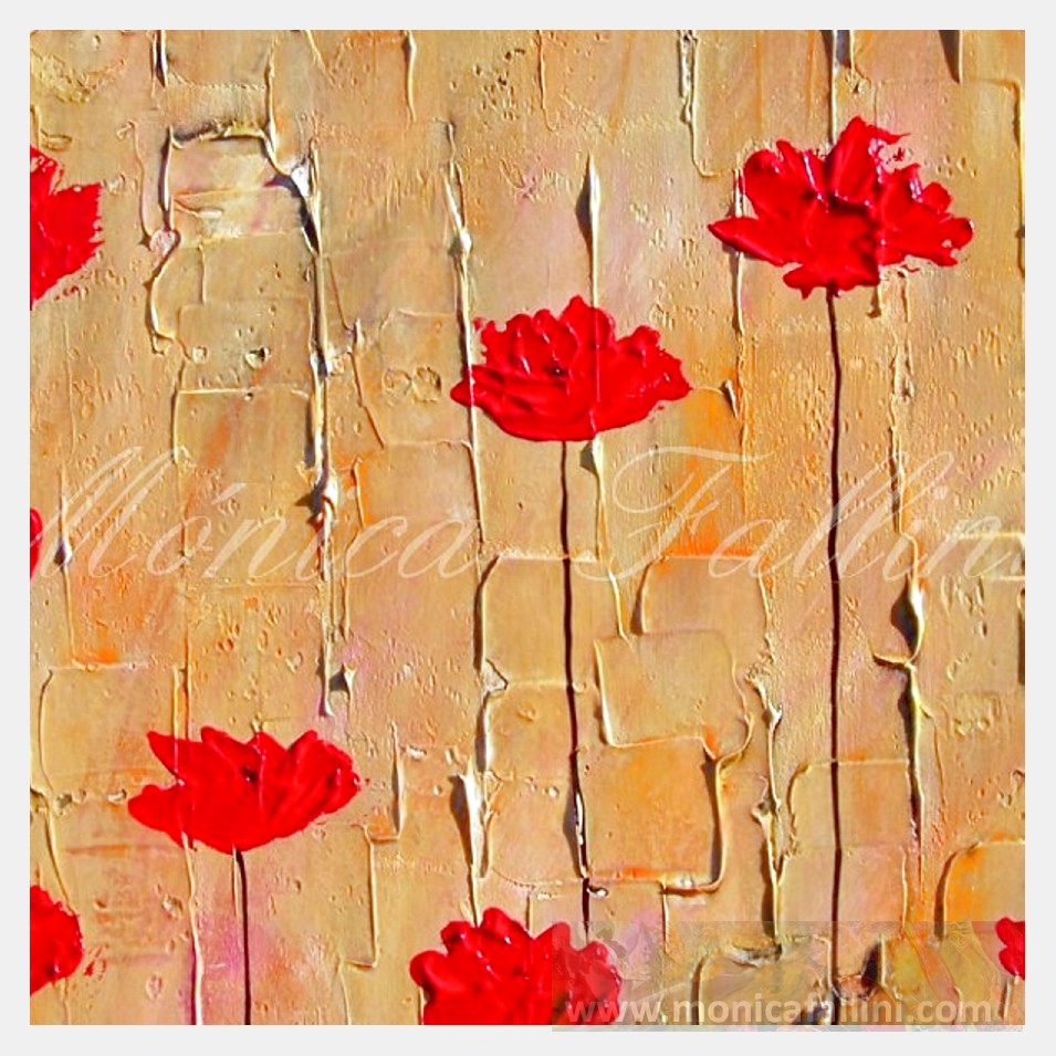 Painting titled '9 red Poppies' by Monica Fallini