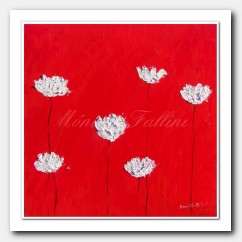 White Poppies on red