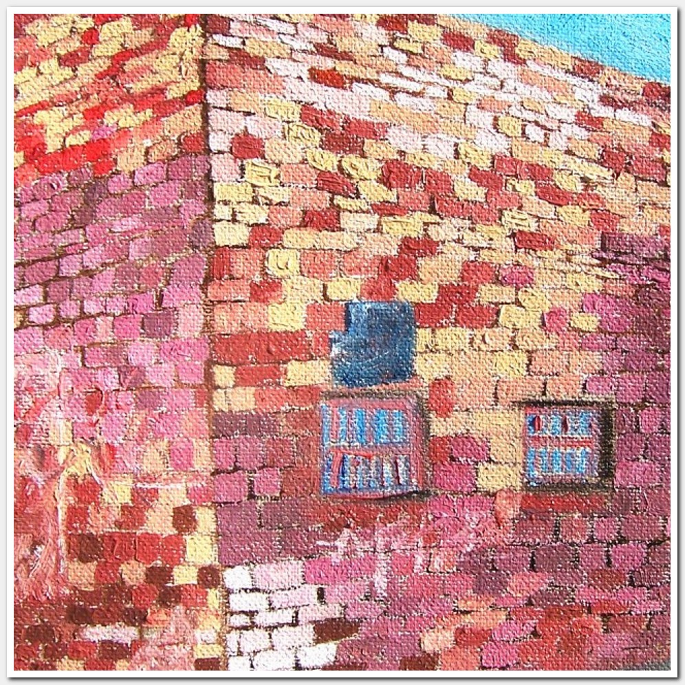 Painting titled 'Deep Ellum, brick walls, old warehouses' by Monica Fallini