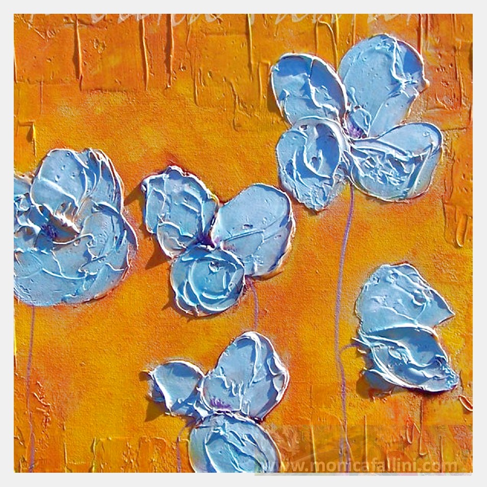 Painting titled '5 white Poppies' by Monica Fallini