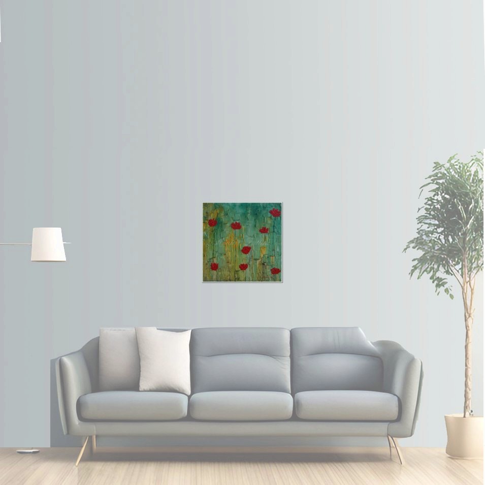 Painting titled 'Red Poppies at peace on a sunny afternoon' by Monica Fallini