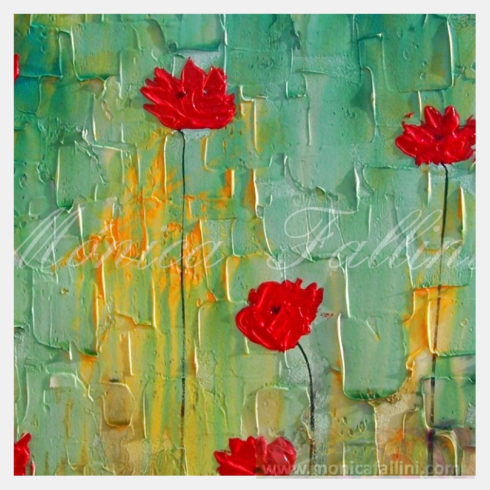 Painting titled 'Red Poppies at peace on a sunny afternoon' by Monica Fallini