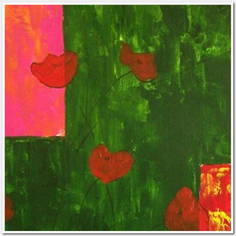 Painting titled '6 red Poppies' by Monica Fallini