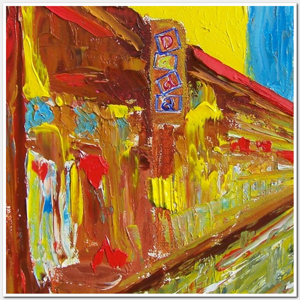 Painting titled 'Club Dada. Deep Ellum. Dallas. Texas' by Monica Fallini