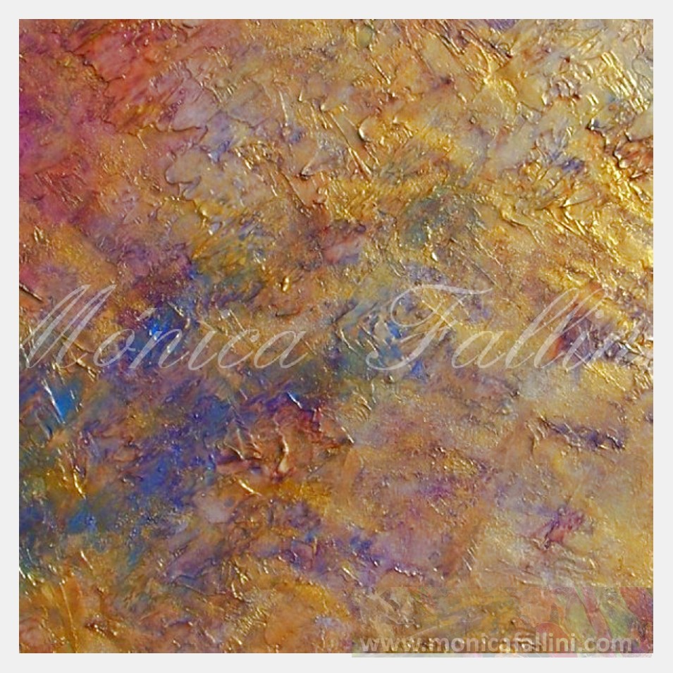 Painting titled 'Gold sunset abstraction' by Monica Fallini