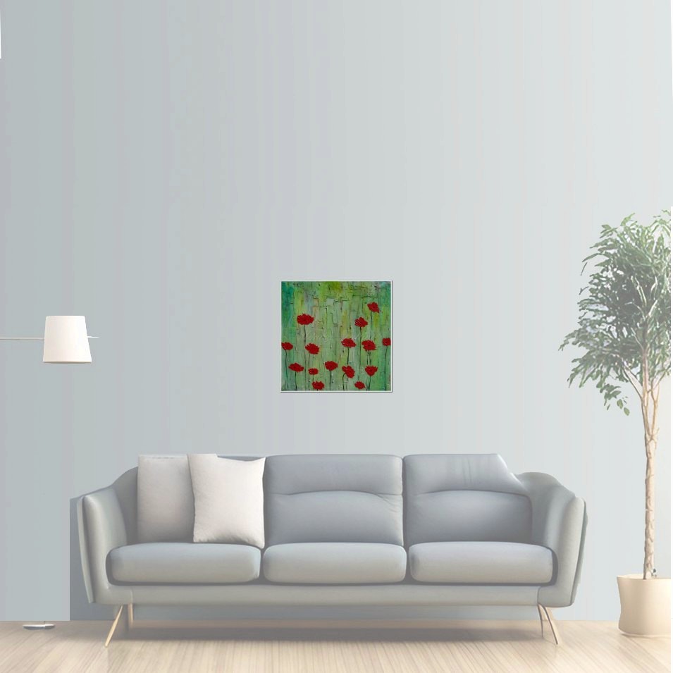 Painting titled 'Awakening red Poppies' by Monica Fallini