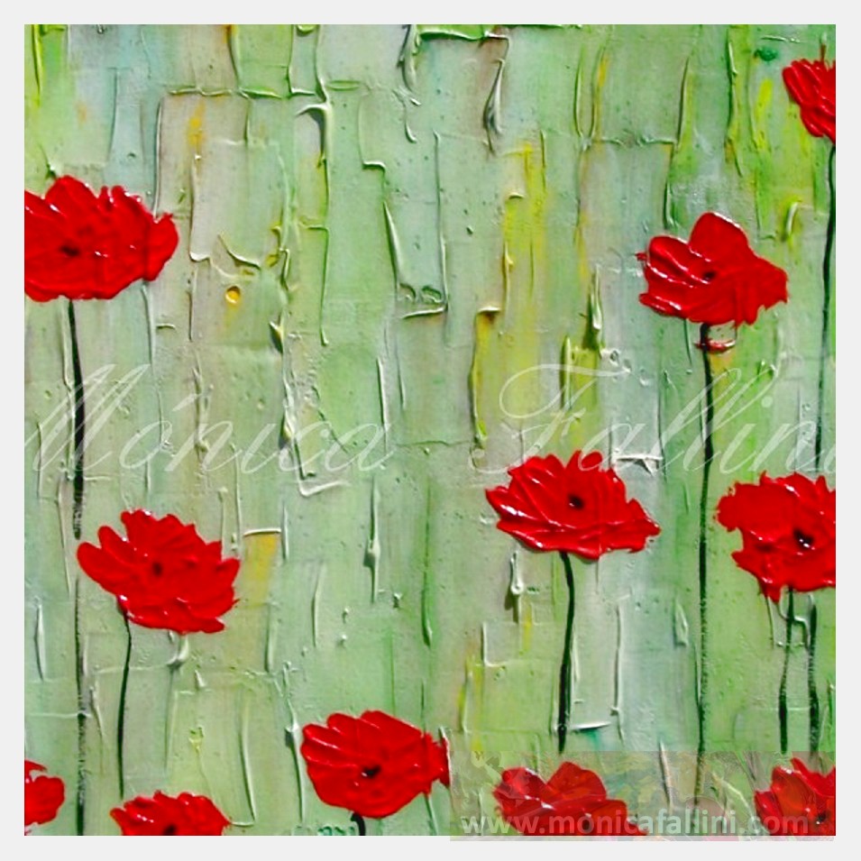 Painting titled 'Awakening red Poppies' by Monica Fallini
