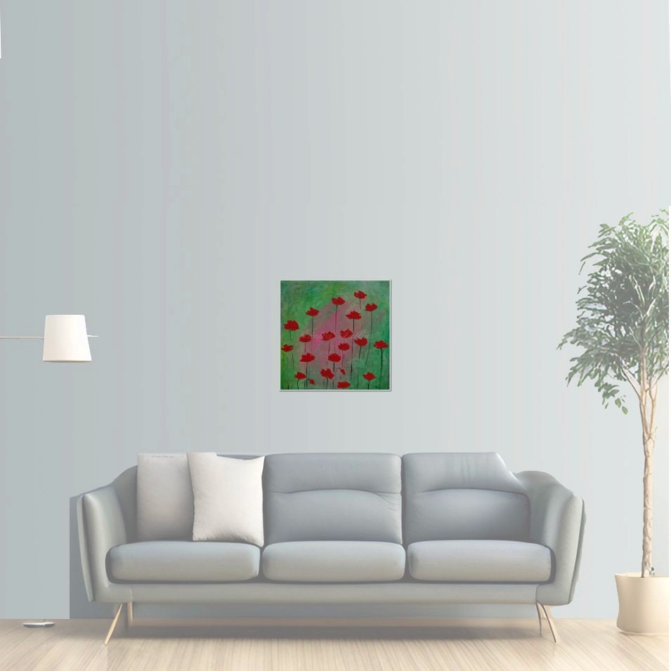 Painting titled 'Awakening red Poppies' by Monica Fallini