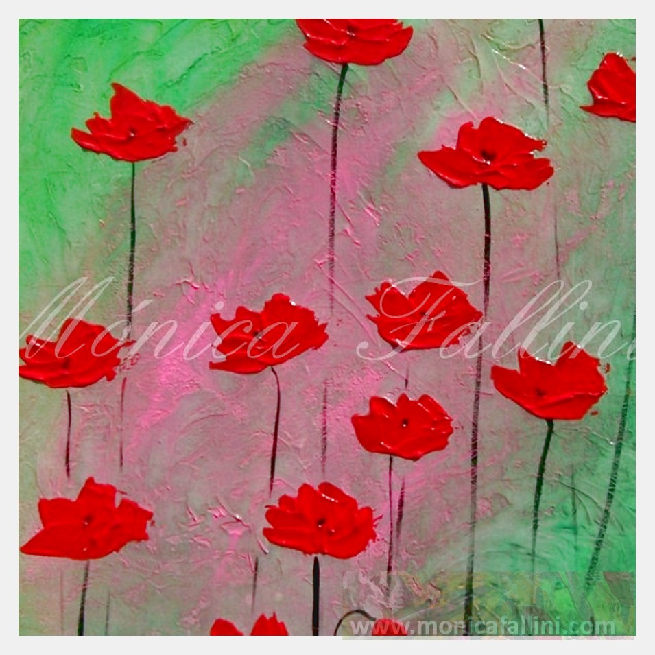 Painting titled 'Awakening red Poppies' by Monica Fallini