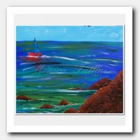 Seascape with sail boat
