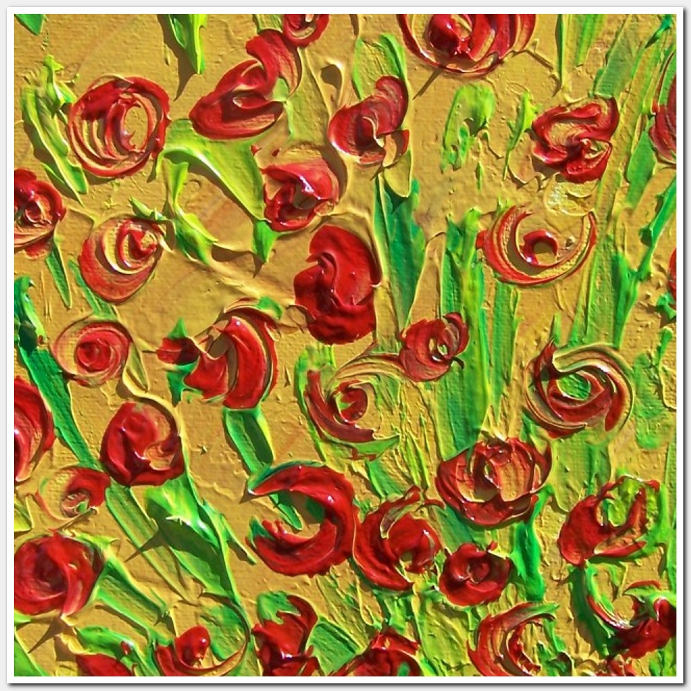 Painting titled 'Wild Roses abstraction' by Monica Fallini