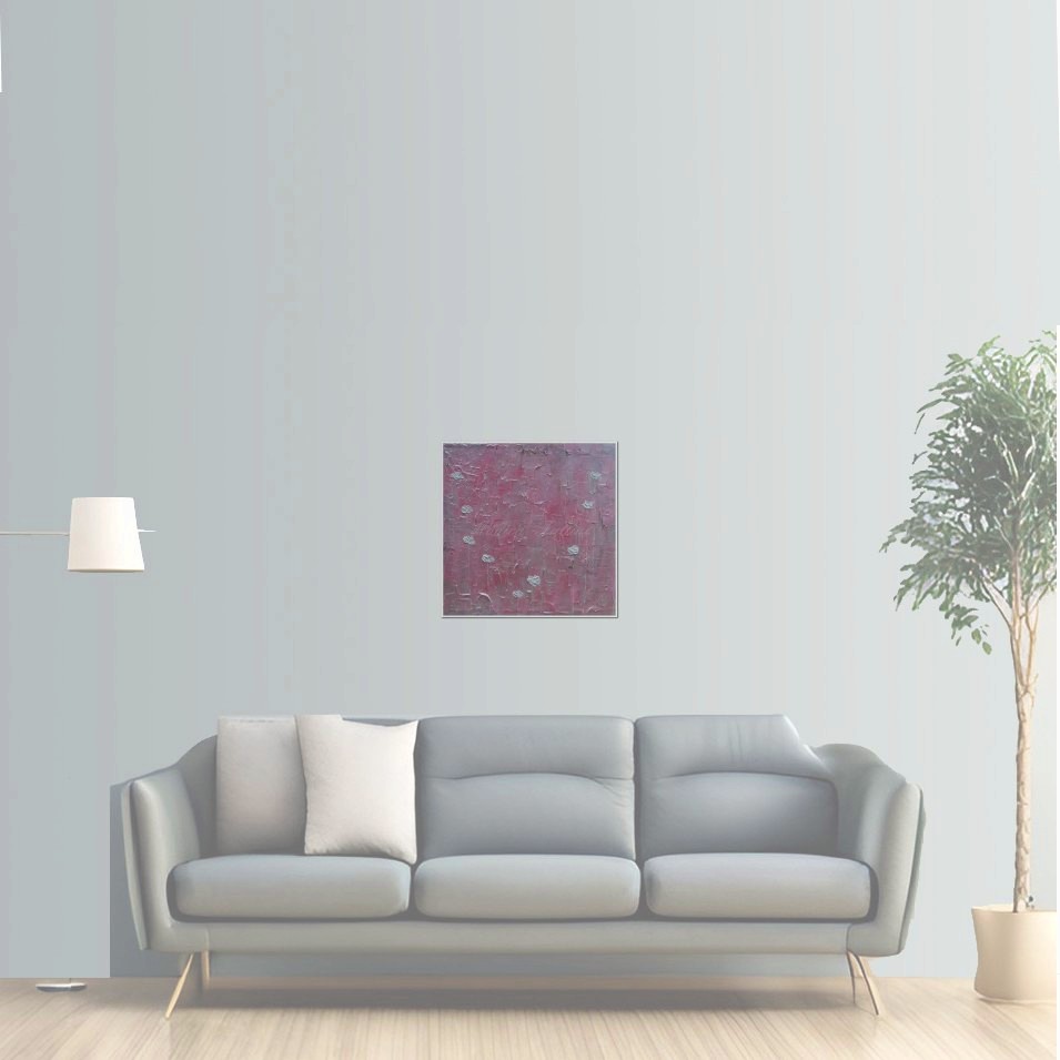 Painting titled 'White Poppies on pink landscape' by Monica Fallini