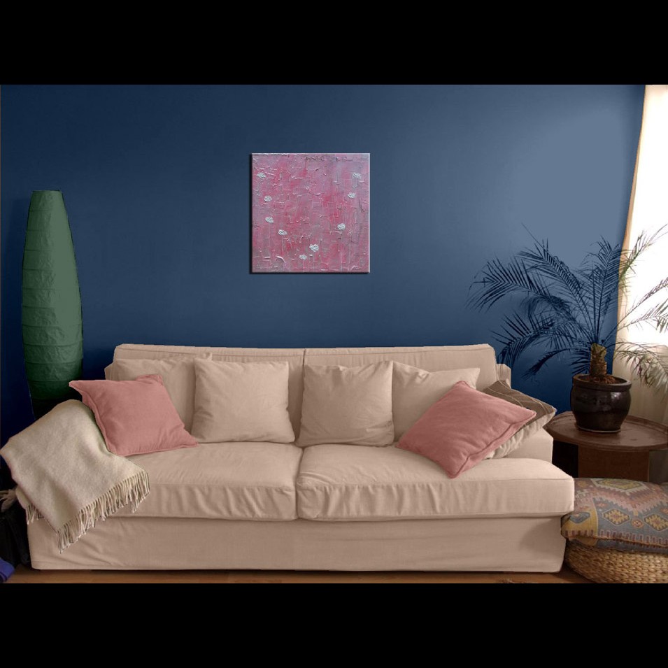 Painting titled 'White Poppies on pink landscape' by Monica Fallini