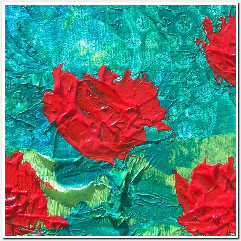 Painting titled 'Red Poppies collage' by Monica Fallini