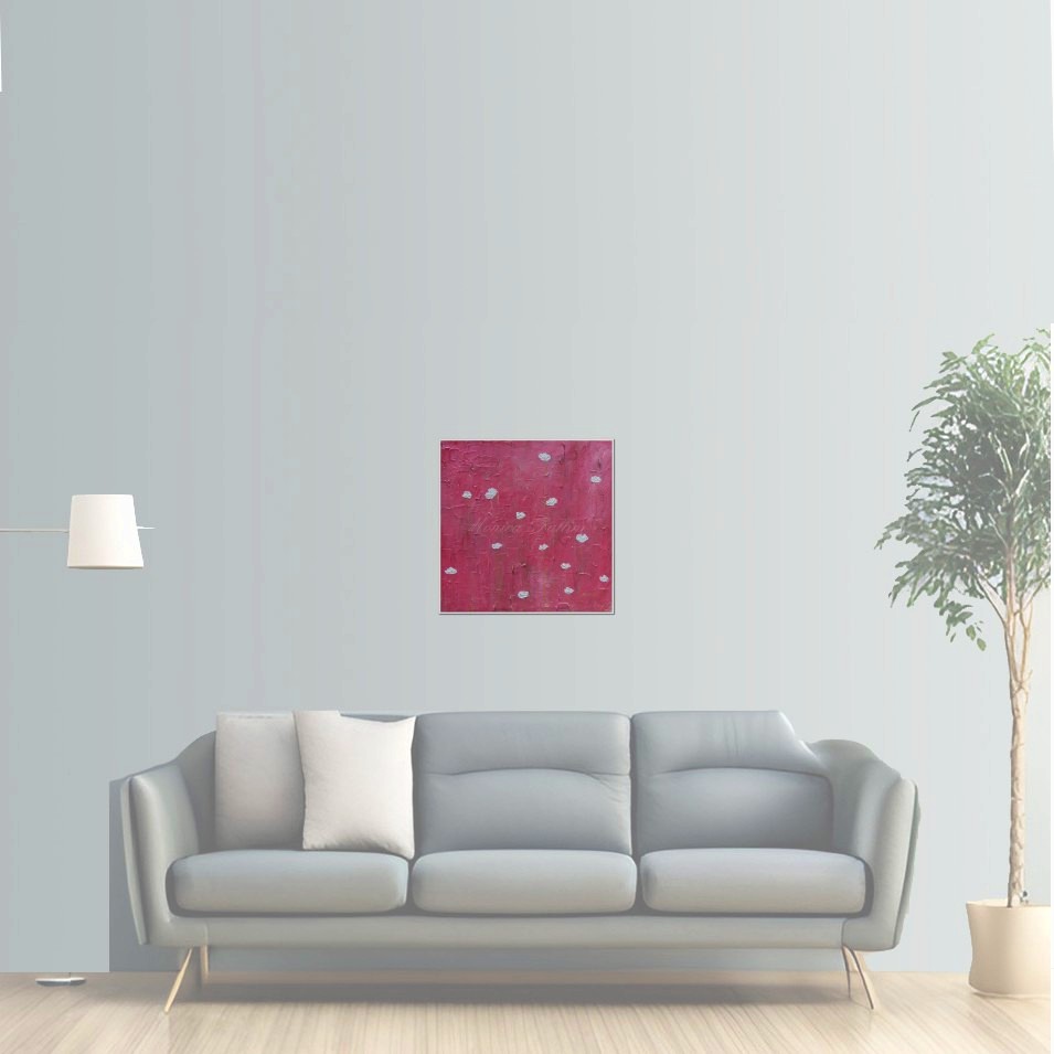 Painting titled '14 White Poppies on pink' by Monica Fallini