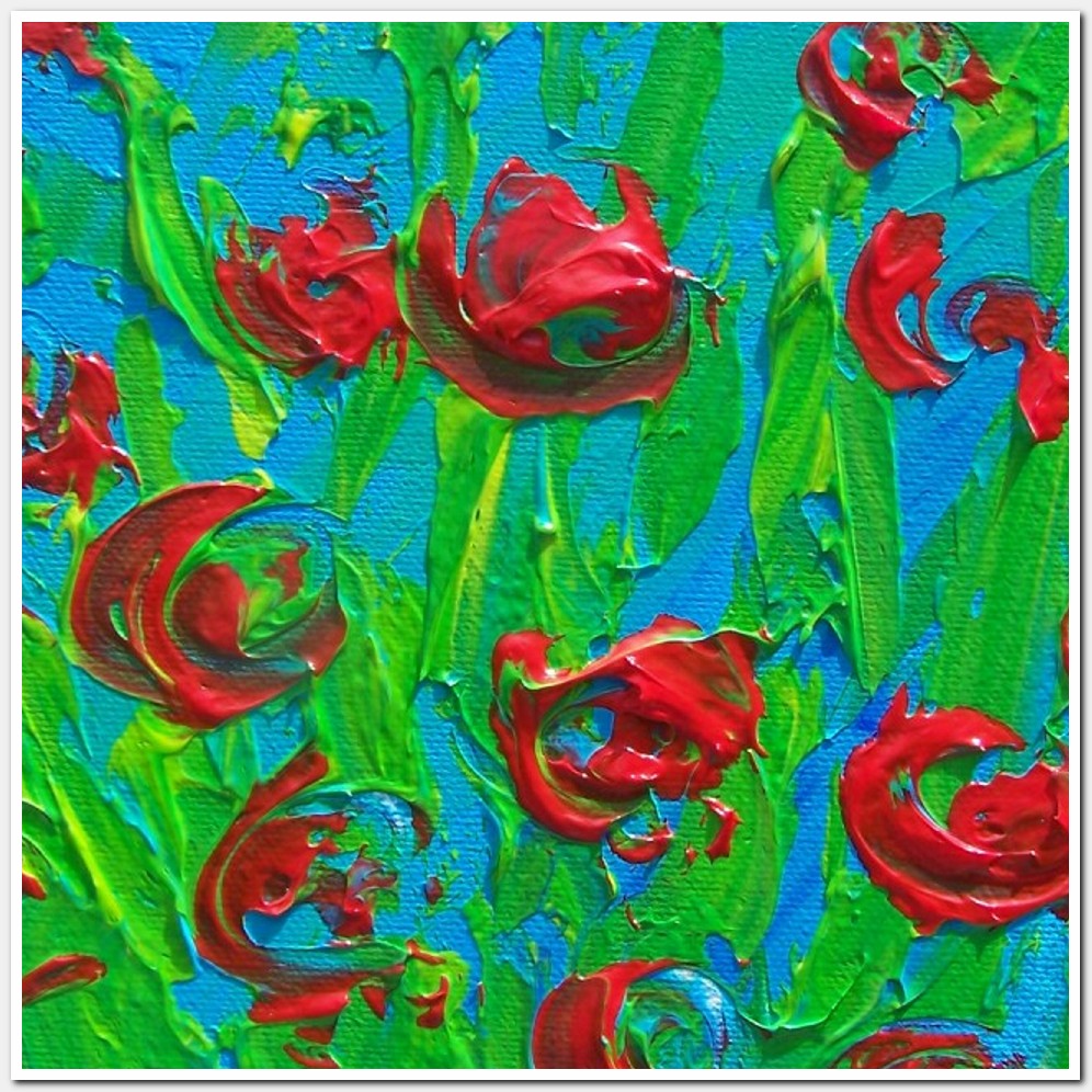Painting titled 'Wild flowers, red floral' by Monica Fallini