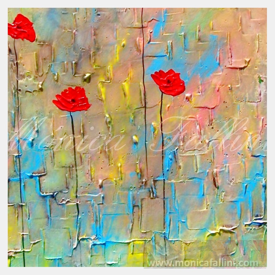 Painting titled 'Springtime red Poppies' by Monica Fallini