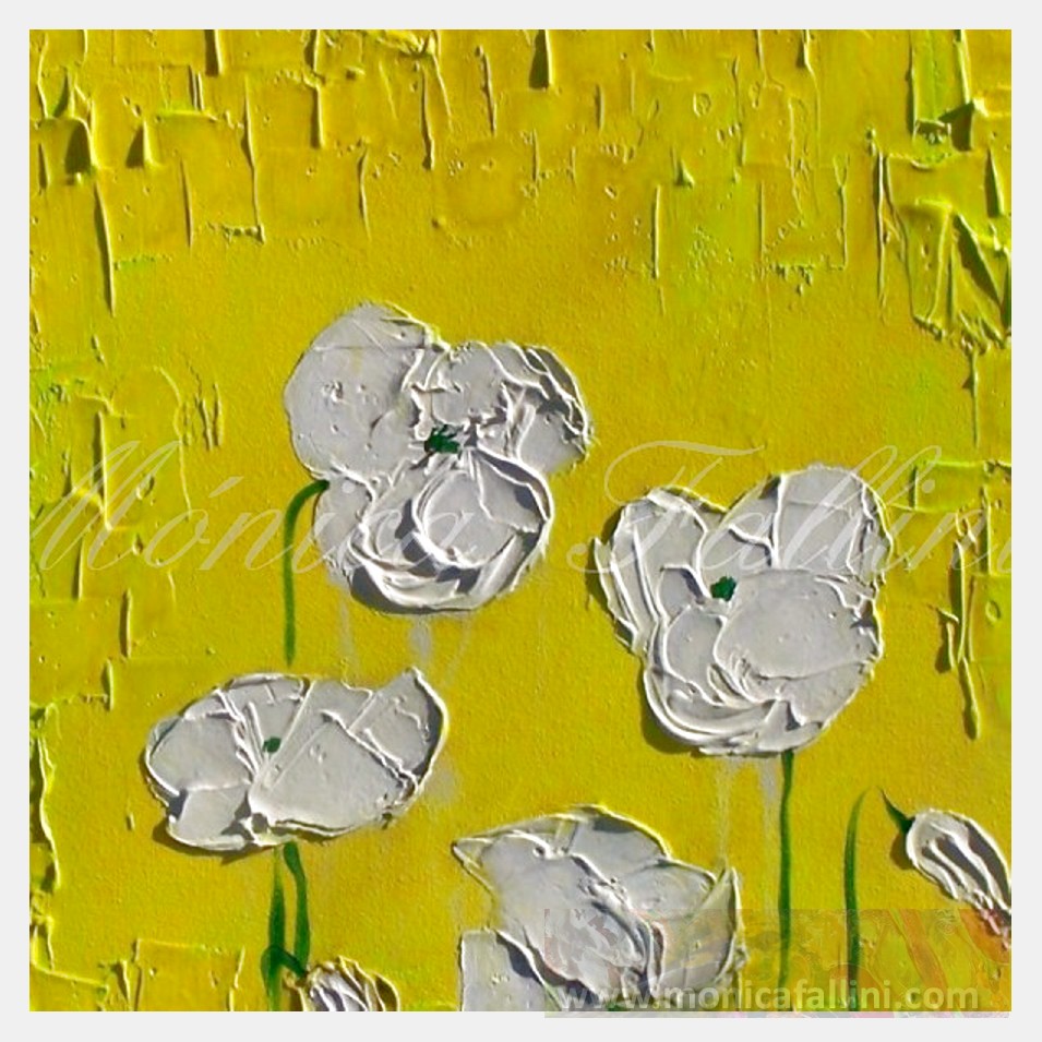 Painting titled 'White Poppies in Autumn ' by Monica Fallini
