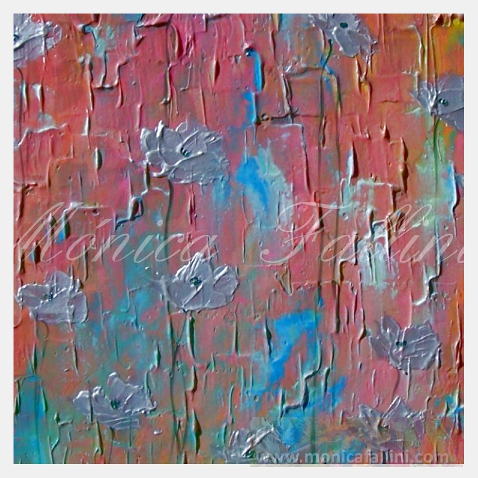 Painting titled 'Pearl Poppies, fall landscape' by Monica Fallini