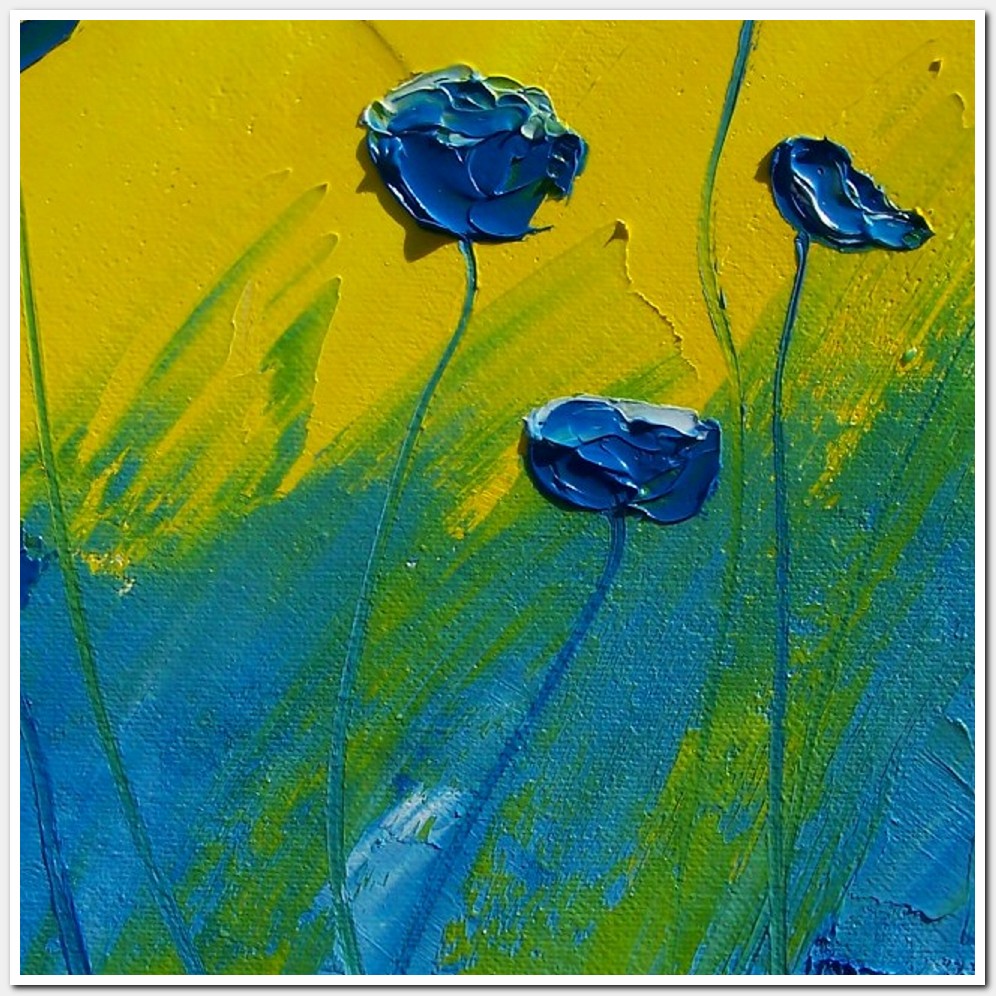 Painting titled '8 Blue Poppies' by Monica Fallini