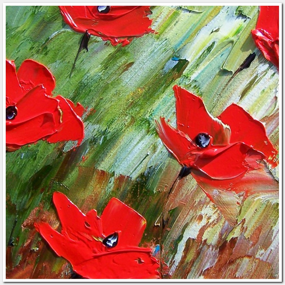 Painting titled 'Poppies moving toward the light' by Monica Fallini
