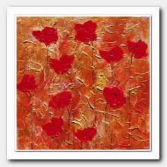 A golden landscape with 10 red Poppies