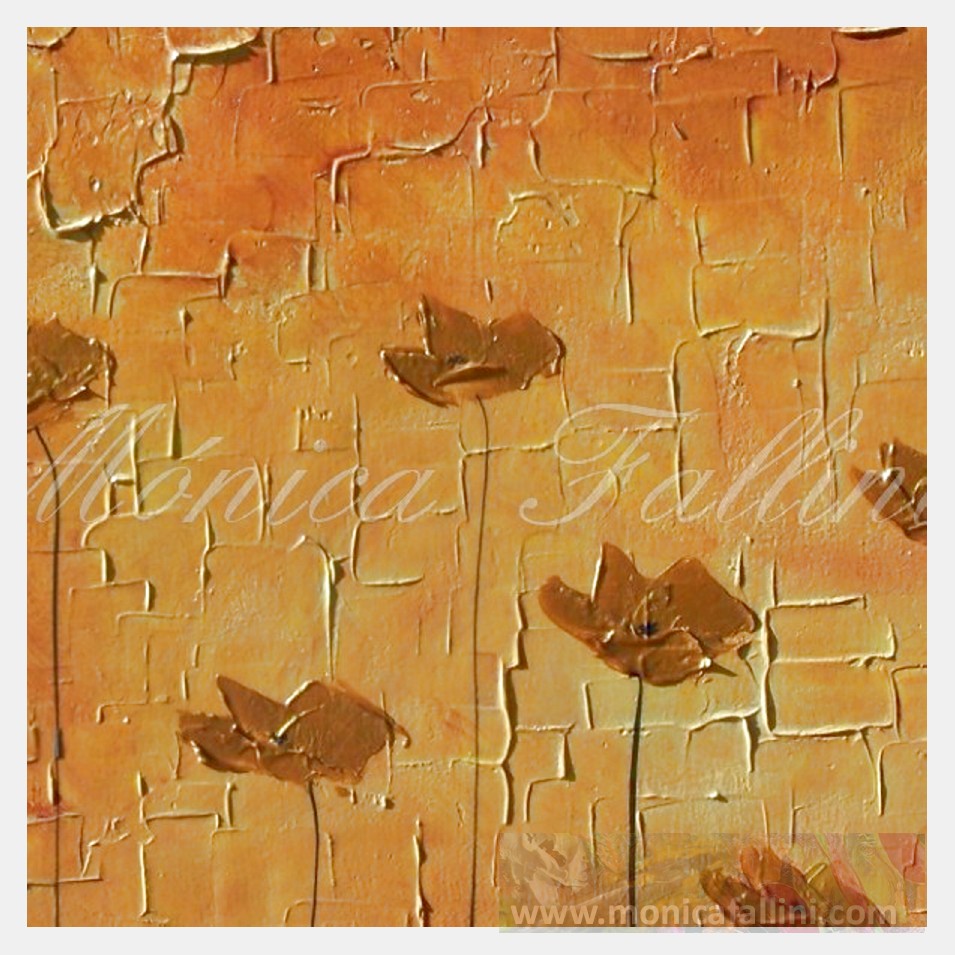 Painting titled 'Earth landscape with golden Poppies' by Monica Fallini