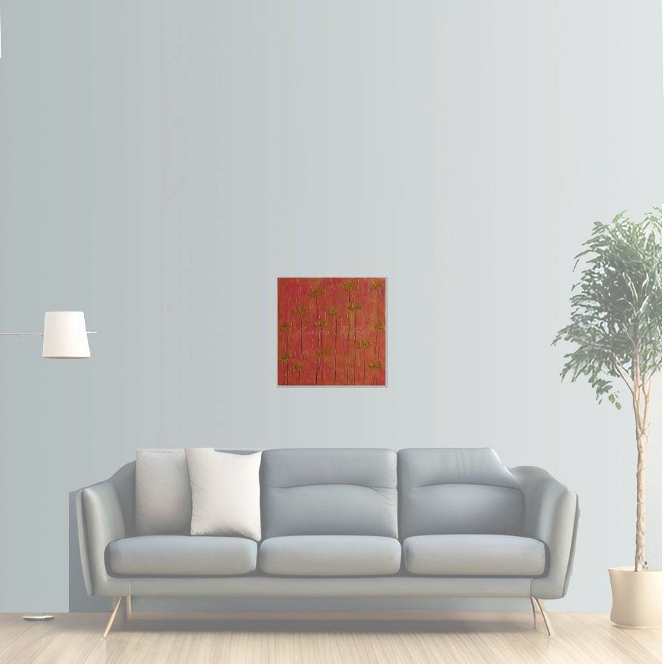 Painting titled 'Gold and red, golden Poppies' by Monica Fallini
