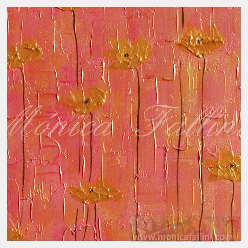 Painting titled 'Gold and red, golden Poppies' by Monica Fallini