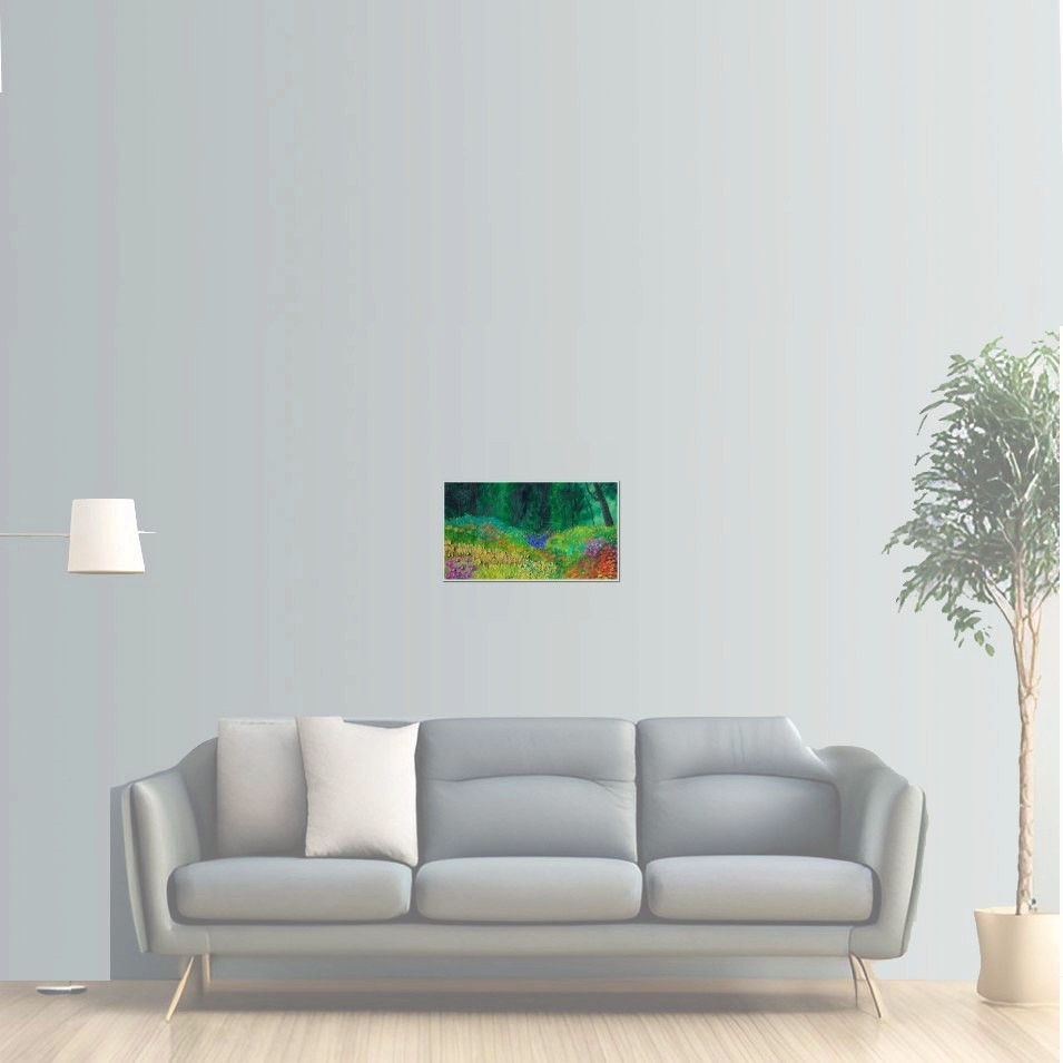Painting titled 'Wild garden into the woods. ' by Monica Fallini