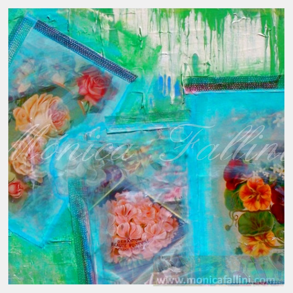 Painting titled 'Flower Collage 12060. ' by Monica Fallini
