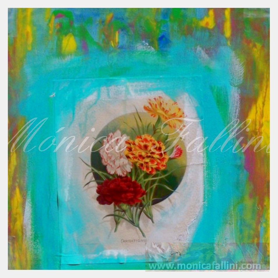 Painting titled 'Flower Collage 12061. ' by Monica Fallini