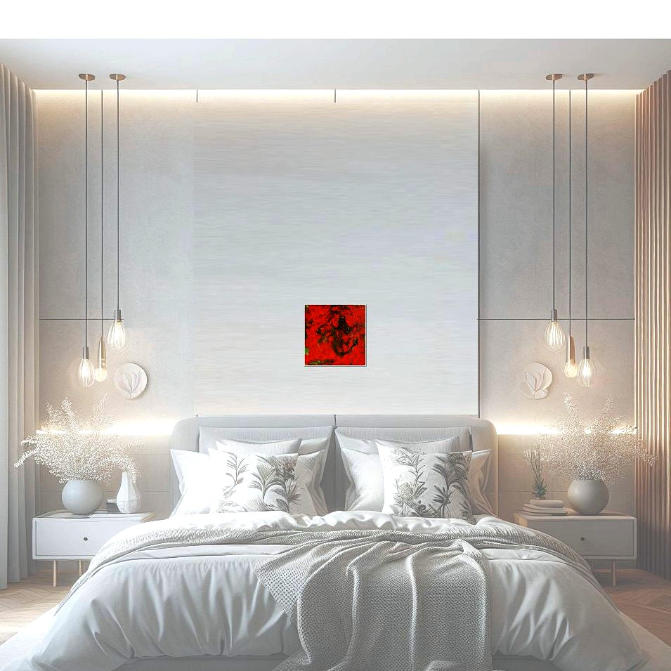 Painting titled 'Red abstraction' by Monica Fallini