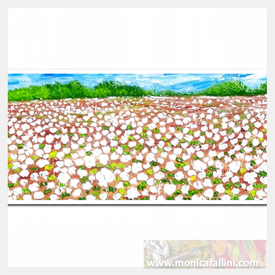 Painting titled 'Louisiana cotton field. ' by Monica Fallini