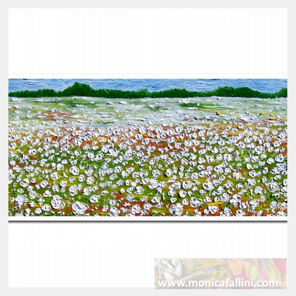 Painting titled 'Louisiana cotton field' by Monica Fallini