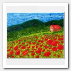Tuscan landscape with Poppies
