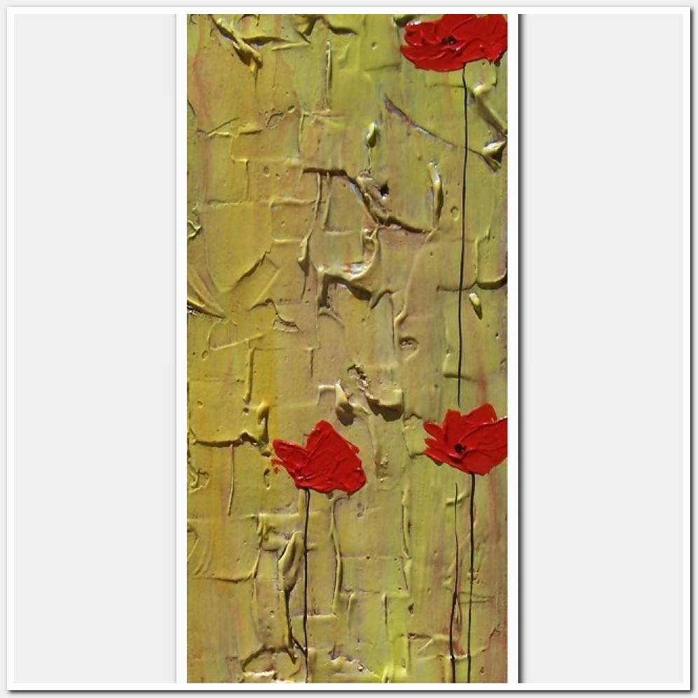 Painting titled 'Red Poppies, yellow Earth' by Monica Fallini