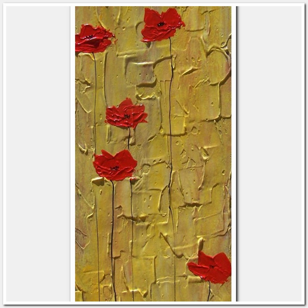 Painting titled 'Red Poppies, yellow Earth # 2' by Monica Fallini