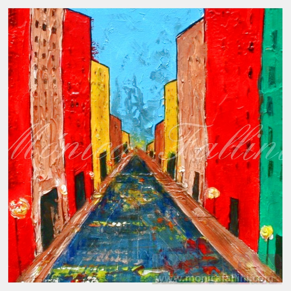 Painting titled 'Urban perspective. ' by Monica Fallini