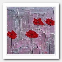 Red Poppies on pink and pearl