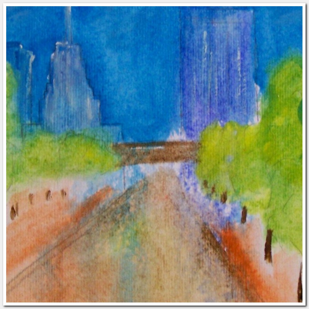 Painting titled 'Main Street, Deep Ellum. Dallas. Texas' by Monica Fallini