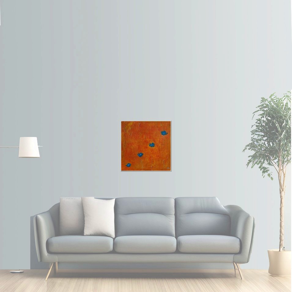 Painting titled 'Blue Poppies remembrance' by Monica Fallini
