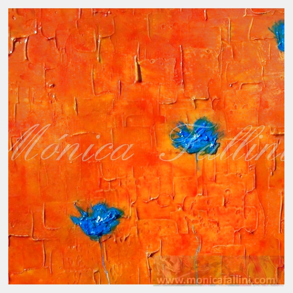 Painting titled 'Blue Poppies remembrance' by Monica Fallini